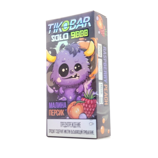 TIKOBAR Raspberry Peach - Малина Персик + дисплей + регулировка затяжки + USB Type-c (9000) QR (1)