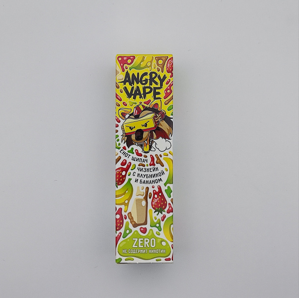 Безникотиновая жидкость для ЭСДН ANGRY VAPE ЕНОТ ЩИПАЧ чизкейк с клубникой и бананом 0 мг/см, 30мл