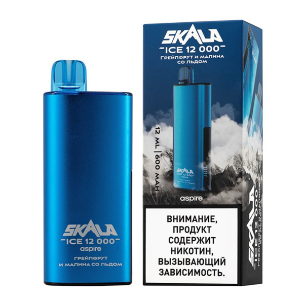 ЭС SKALA ICE 12000 с ароматом Грейпфрута и малины со льдом , 20мг/см3, 12 мл.