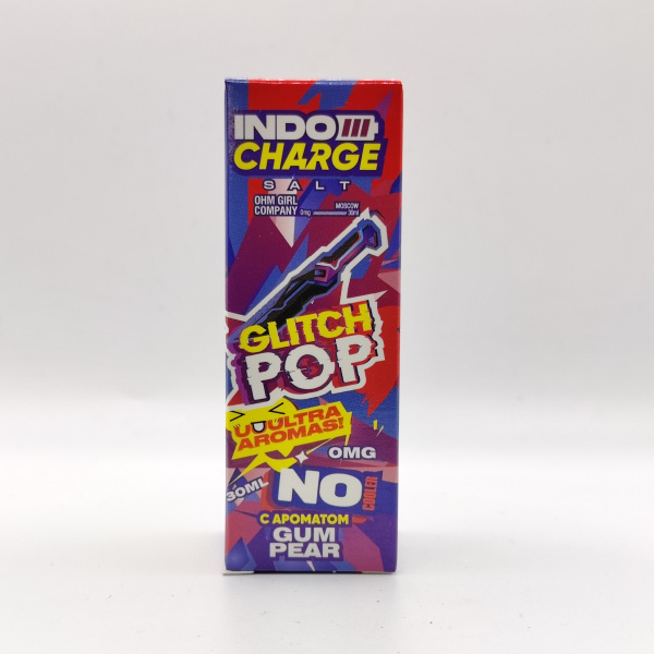 Безникотиновая жидкость для ЭСДН Indo Charge NO Cooler, с ароматом Glitch Pop, объём: 30 см3, содержание никотина: 0 мг/см3