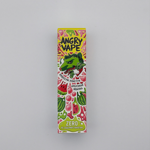 Безникотиновая жидкость для ЭСДН ANGRY VAPE ОПОССУМ ХВАСТУН арбузная жвачка 0 мг/см, 30мл